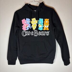 Care Bears Graphic Hoodie Black Fleece Sweatshirt XS FREEZE 2023 Nostalgia